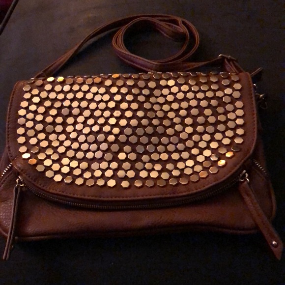 UNDER THE SKY RUST COLORED STUDDED CROSSBODY HANDBAG - Picture 1 of 10